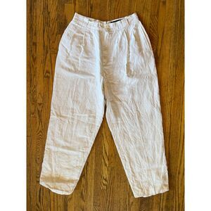 Giorgio Sant Angelo White Linen Pleated Pants Trousers  Women's Size 24